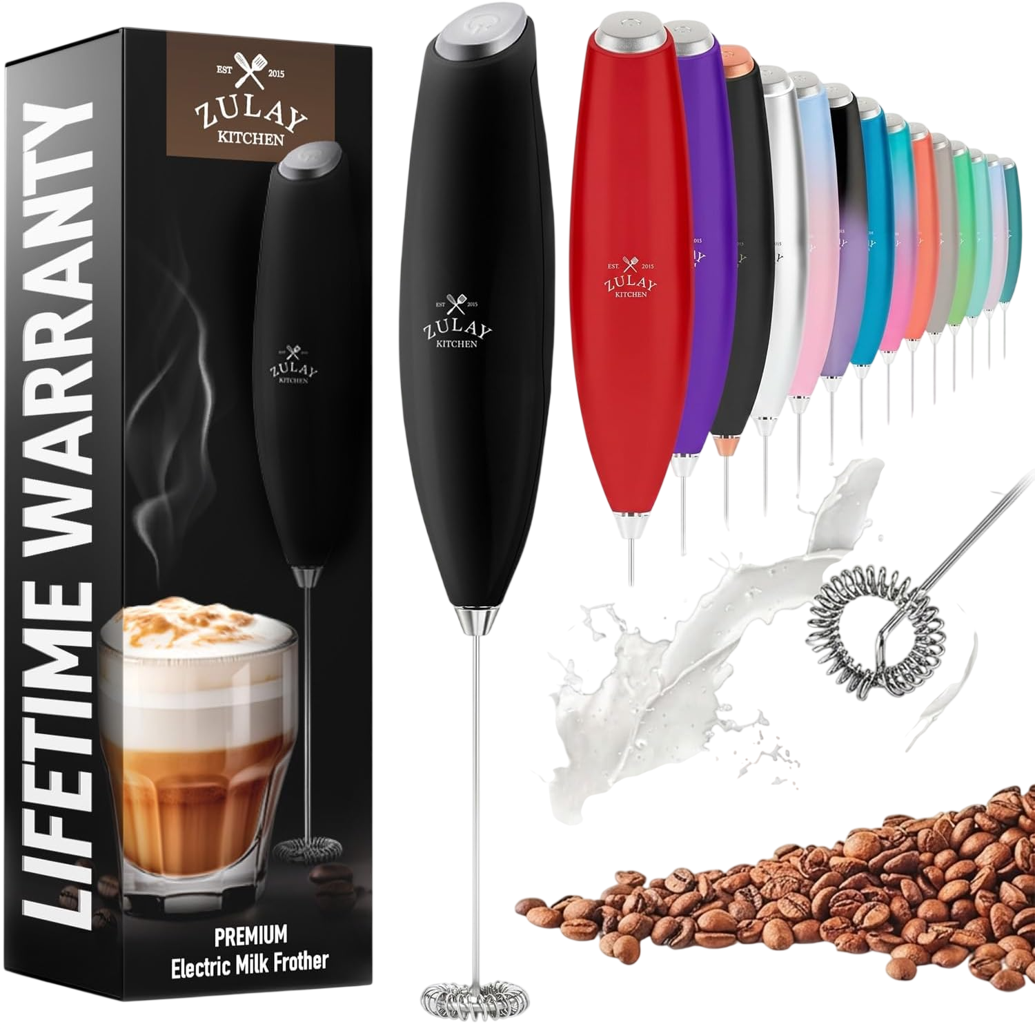 Milk Frother Handheld Electric Whisk - Black